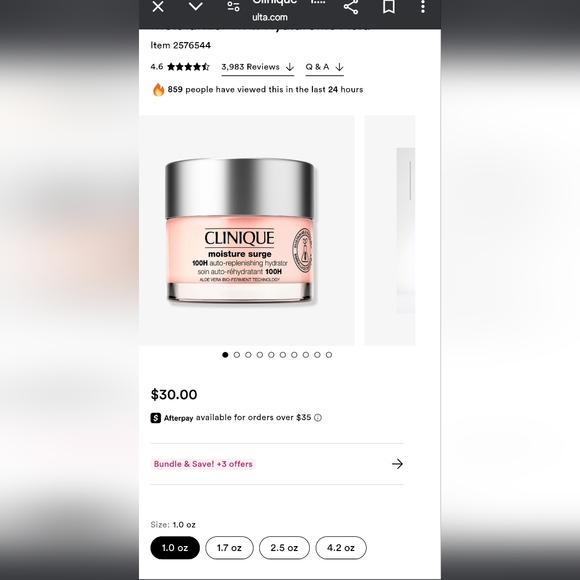 Clinique Moisture Surge 100H Auto-Replenishing Hydrator Gel Moisturizer 1oz - Picture 3 of 3